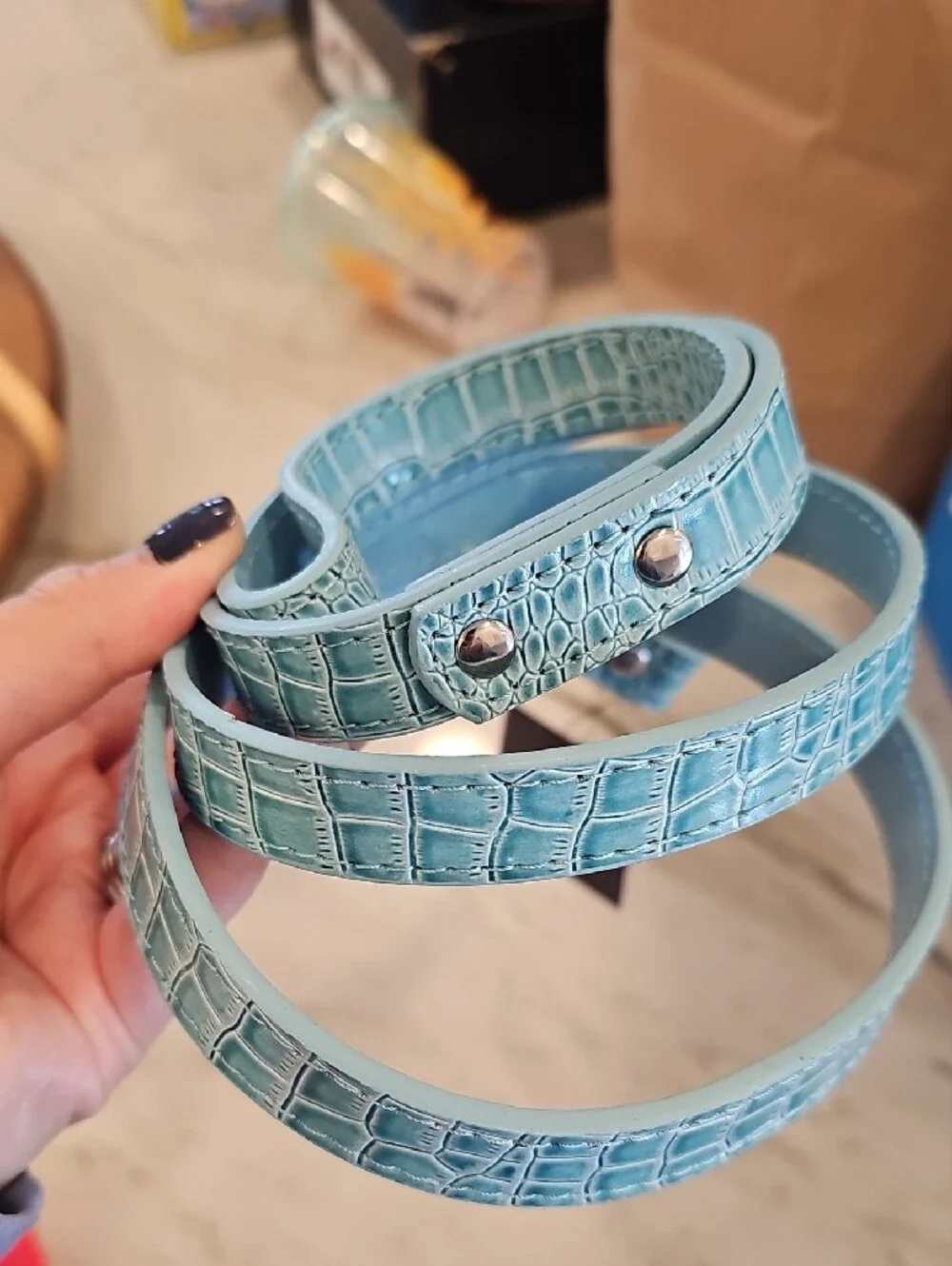 Bone & Barrel Co. Light Blue Croc-Embossed Pet Leash